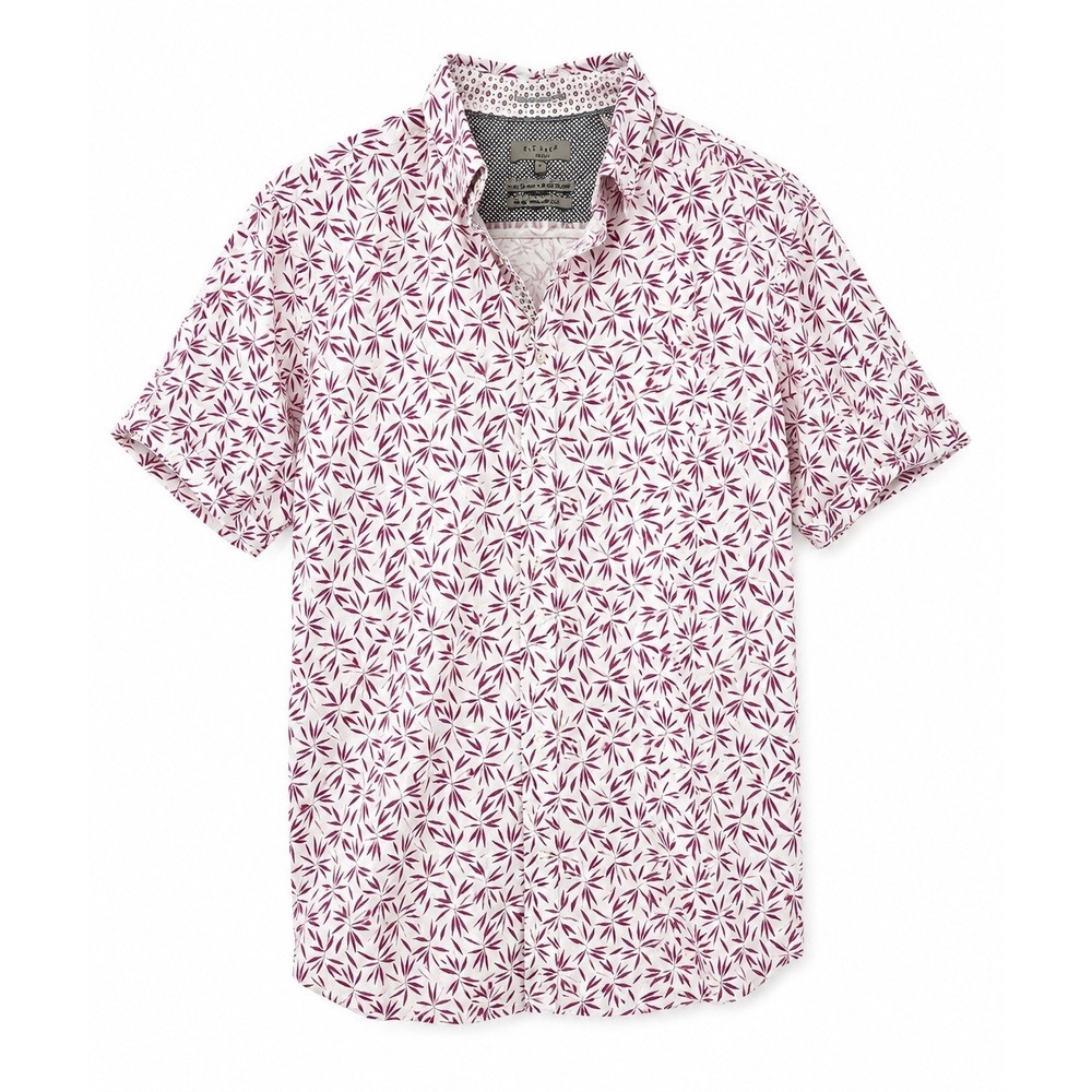 Ted Baker London Pink Leaf Print Button-Up Shirt Men's 3XL Size 7